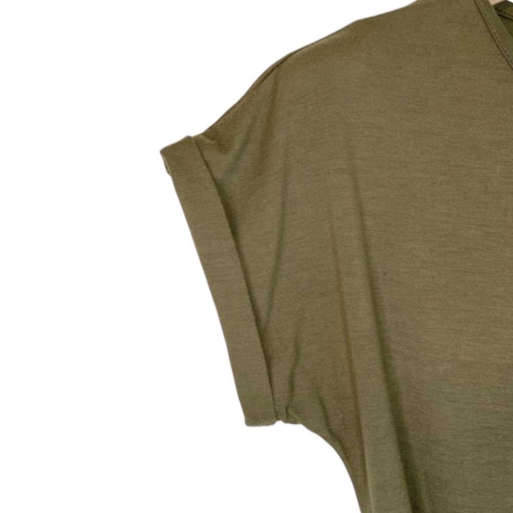 Army Green Faux Wrap Dress - Picture 6 of 9